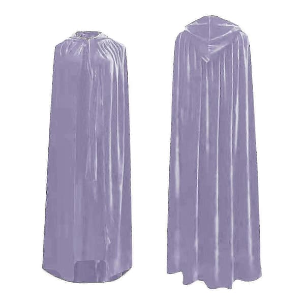 Middelalder-inspirert kappe med hette i fløyel for kvinner til cosplay og scenebruk Purple S