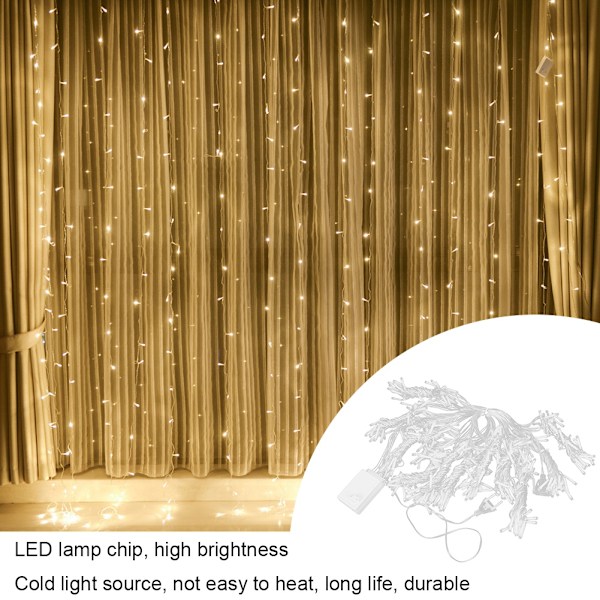 3x3m 300LED Vattentät Isbar Form LED Ljusslinga Fönster Gardin Lampa för Inomhus Jul Dekoration Varm Vit EU-kontakt 220V