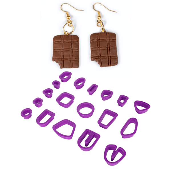 Polymer Clay Cutters Set Earring Hooks Cards Jump Rings DIY Clay Earring Cutters Kit for Jewelry Making Purple