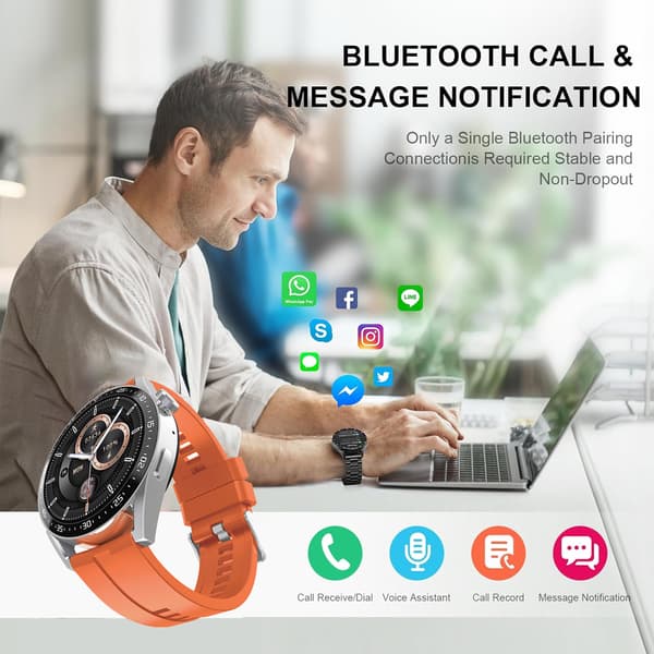 HW28 NFC åtkomstkontroll offline fjärrkontroll AI-assistent Bluetooth-samtal smart klocka Silver+Orange