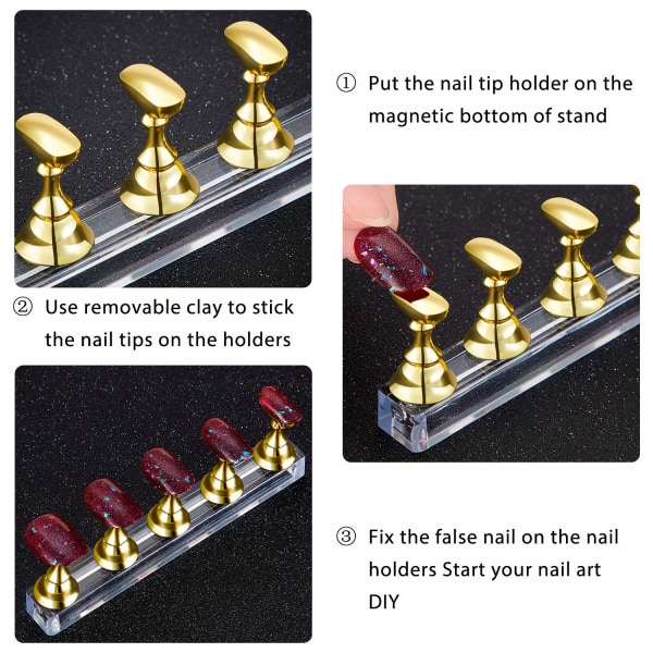 Magnetisk spikspetshållare, schackbrädesställ, nail art