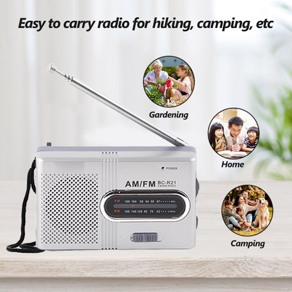 Universaali kannettava AM/FM-miniradio stereokaiuttimet Vastaanotin Musiikkisoitin