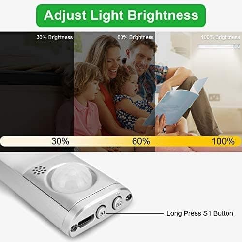 Dimbar underskapsbelysning, USB-C oppladbare skaplamper for spiskammer og garasje