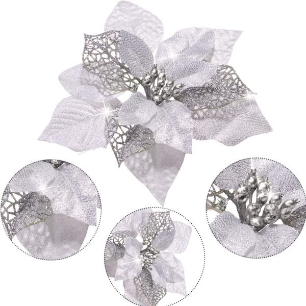 Kunstige Blomster Bryllup Glitter Juletræ Nytår Ornamenter