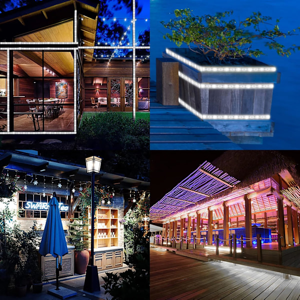 Flexibla solcellsdrivna LED-strips, 240 LED starkt solljus för utomhus- och inomhusbruk, självhäftande och klippbar design för enkel installation