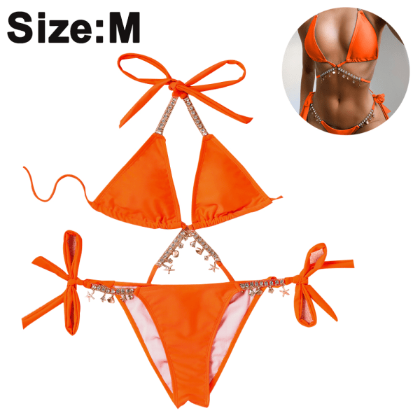 Kvinners Halterneck Tie Side Triangle Bikini Set String 2 Piece