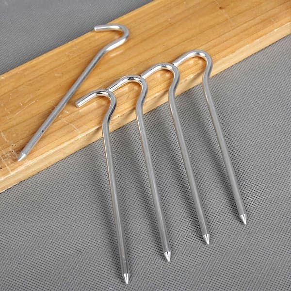 Sølvfargede teltplugger i aluminiumslegering for camping, 15-pakning