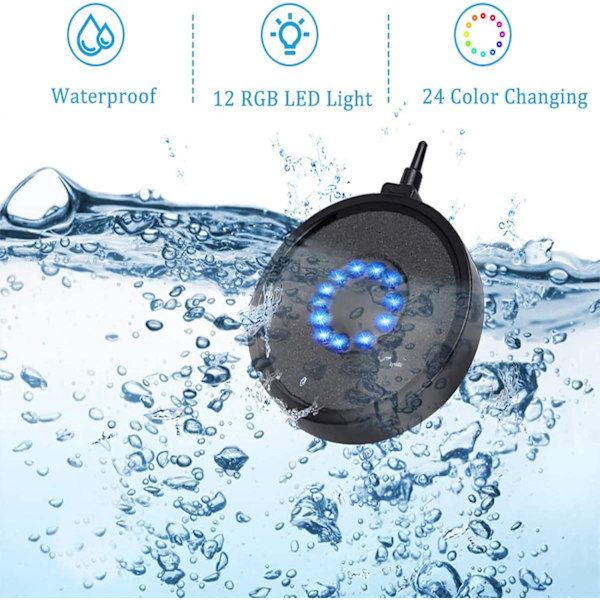 Akvarium Luftbubbla LED-Lampa, Automatisk Färgskiftande Luftbubbeldekoration för Akvarium, Kompletterande Syre, Lång Livslängd, Mångsidig Användning I