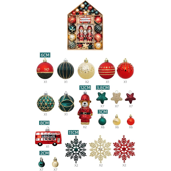 Julgransprydnader Set, Originaldesign Glänsande och Matta Ytor, Okrossbara Plastkulor för Familjehemsdekoration (3 st)