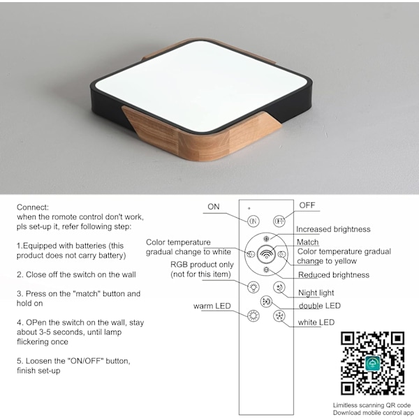 Simplistisk Linjedesign Fyrkantiga Svarta Taklampor, Hög Säkerhet Högkvalitativa Material Inomhusbruk Modern LED-Taklampa Med Automatisk Timer
