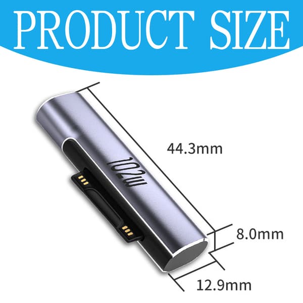 Laget for Microsoft Surface Ladeadapter, Surface Laptop-kompatibel PD USB C til DC-adapter, Innebygd PD-emulatorutløser for pålitelig strøm