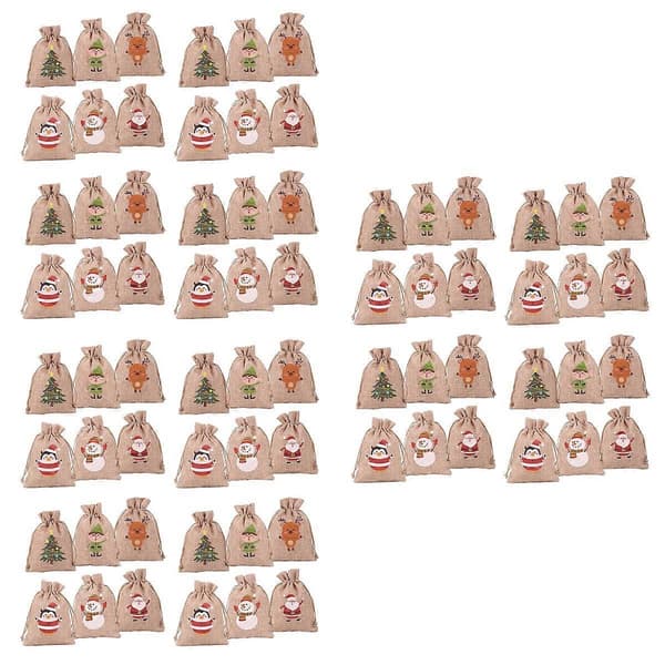 Christmas Advent Burtab presentpåsar för nedräkning 72-pack