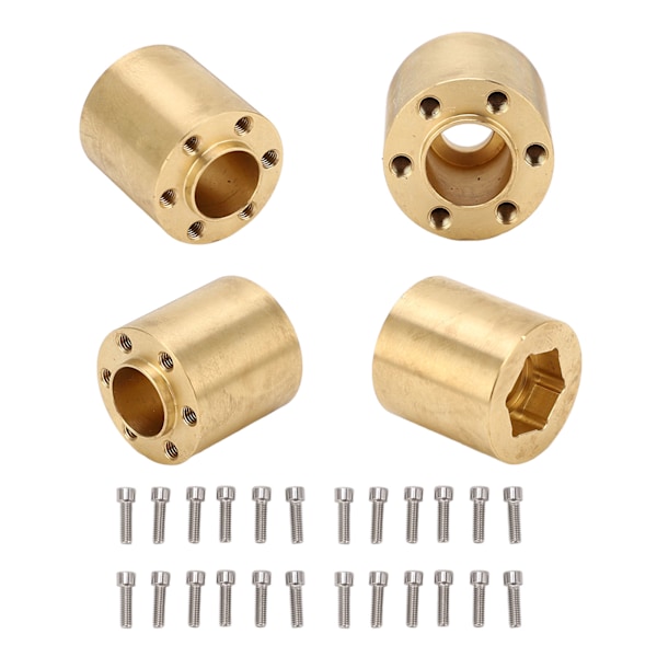 4 stk messing hjul sekskant navadapter RC bil beltebredder adapter for 1/10 RC belte 1,9 2,2 tommer VP hjul felger 22 mm tykkelse