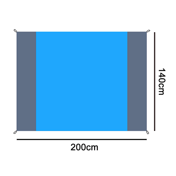 Piknikviltti, 140 × 200 cm, rantapiknikviltti, vedenpitävä, hiekka, kompakti