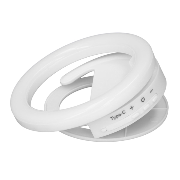 Klips på ringlys for telefon 180 graders rotasjon 3 farger LED selfie ringlys for telefon nettbrett bærbare datamaskiner hvit