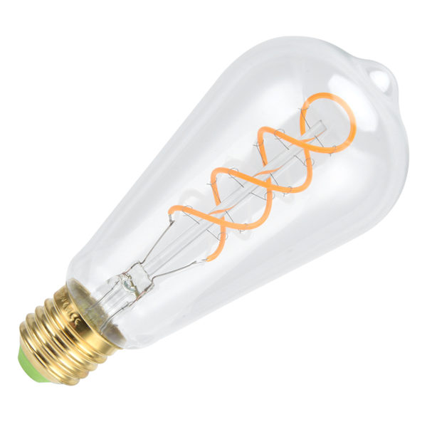 ST64 Glödlampa Dubbel Spiral E27 4W 110V Dimbar Ljuskälla för Sovrum Café Varm Ljus