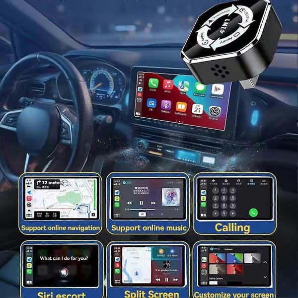 Trådløs CarPlay-adapter for Android Auto 4-i-1 trådløs CarPlay og Android Auto forbedrer den daglige pendlingen Orange White Label