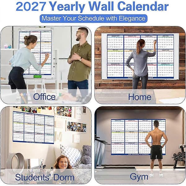 Tjock vägghängd kalender i stort format med tydlig layout för sovrum, arbetsrum, kontor och som nyårspresent Light Blue