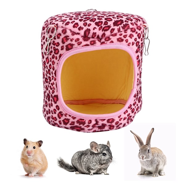Bomullsdjur Hamster Varm Hängmatta Hängande Sovnäste för Ekorre Igelkott Marsvin Chinchilla KaninerRosa Leopard