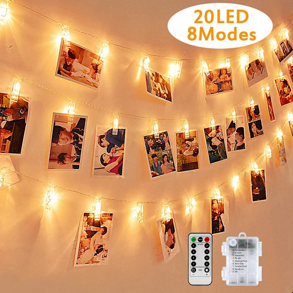 LED foto ljusslingor, återanvändbara 3 meter/ljusslingor-8 lägen