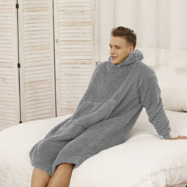 Oversized hættetrøje-sweatshirt TV-tæppe med lange ærmer, lomme