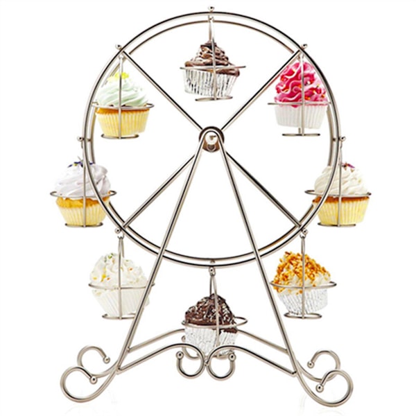 Sjarmerende pariserhjul cupcake-stativ 8 cupcakes utstillingsstativ for karneval og sirkus temafest