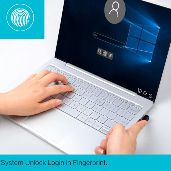 USB-fingeravtrycksläsare, liten, bärbar, 0,5 s, 360° detektering, dator-USB-fingeravtryckslogg för Windows 10 11 för PC-bärbar dator