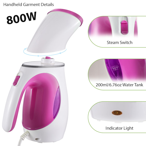 [通拓商品] Ångare för Kläder 800W Kraftfull Handhållen Klädångare 200ml Stor Vattentank Snabb Uppvärmning Stark Penetrerande Portabel