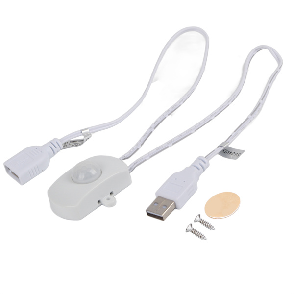 2A DC 5-24V PIR Infraröd Rörelsesensor Detektor Automatisk Strömbrytare LED-remsa USB-gränssnitt Vit