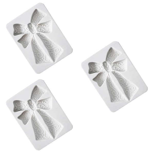 Silikon bakeform sløyfeform for kakedekorering 3-pakning hvit