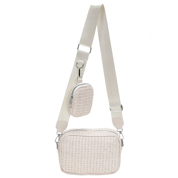 Straw Crossbody Bag, Shoulder Bag Retro for Travel Holiday Beige