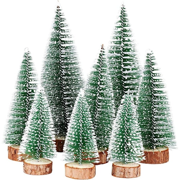 Förtrollande Snöiga Tall-Ensembler, Miniatyr Julgranar Med Realistiska Flaskborst-Dekorationer För Året-Runt Julstämning, Julby