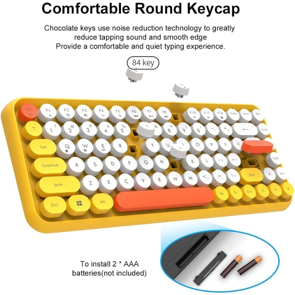 Wireless Bluetooth Typewriter Keyboard with Compact 84 Keys