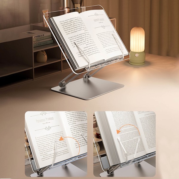 Laptop Stand Multifunction Adjustable Height Anti Slip Silicone Metal Support Book Stand for Writing Reading Computer