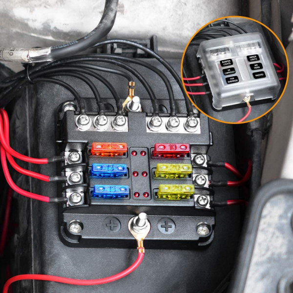 Sikringsblokk Sikringsboksholder, Car Ato/Atc Sikringsblokk med LED