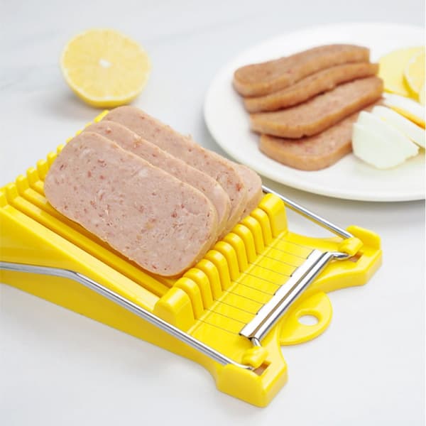 Matkutter i rustfritt stål med tråd for myke ingredienser, mozzarella-ostekutter med sklisikker base, eggedeler med roterbart kuttehode