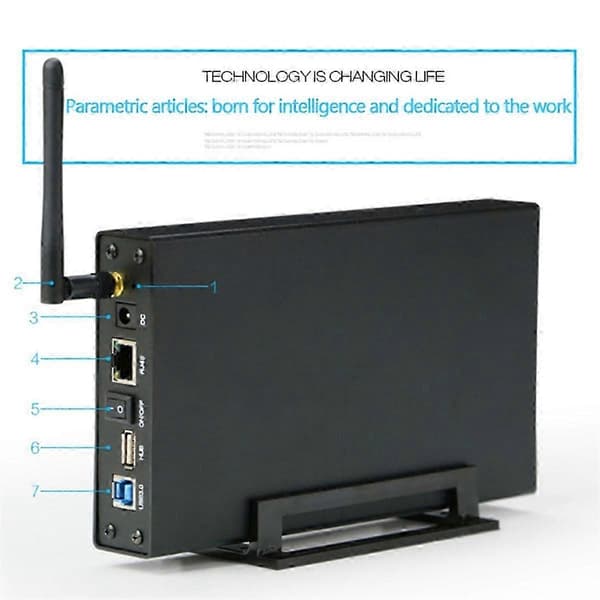 Streaming-serverkabinett kompatibelt med bærbar harddisk med Ethernet Black