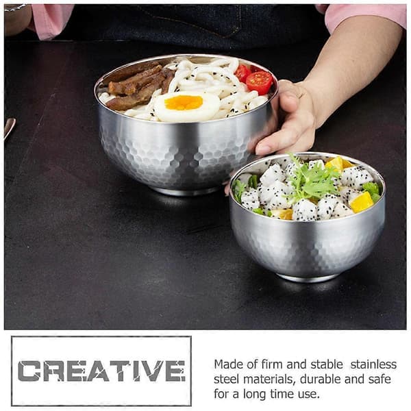 Dobbeltlags Lucky Bowl i rustfritt stål for servering av salat, 3 stk.