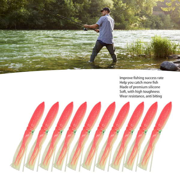 10 st bläckfiskbeten 30 cm silikon naturtrogen lysande bläckfisk kjol fiskebete med krok rosa