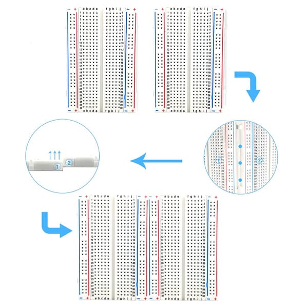 5 stk. Breadboard/Mini Breadboard/Eksperimentelt Board 400 Huller Længde 8,5CM Bredde 5,5CM