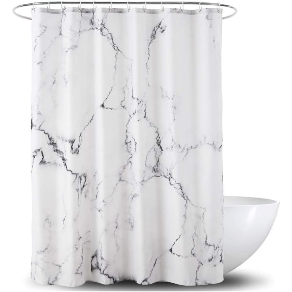 Badrumsduschdraperi i marmor, dusch i grått och vitt tyg Long(72x78")