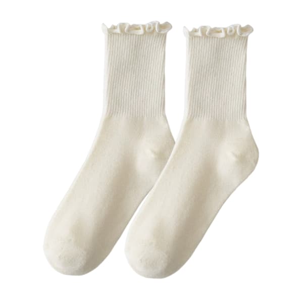 Tynde Mid-Calf Sokker til Kvinder, Letvægtskonstruktion med Blomsterdetaljer, Elastisk Pasform Bløde Plys Sokker med Sømløst Design, Åndbart Design til
