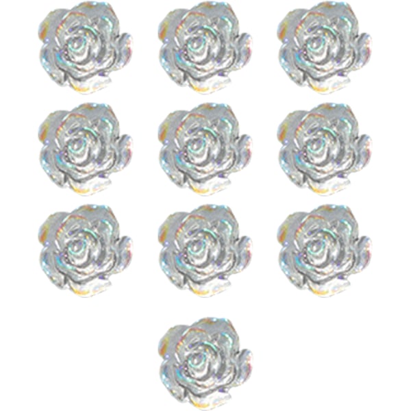 Nail Art 3D Resin White Rose Flower Design Aurora Petal Nail