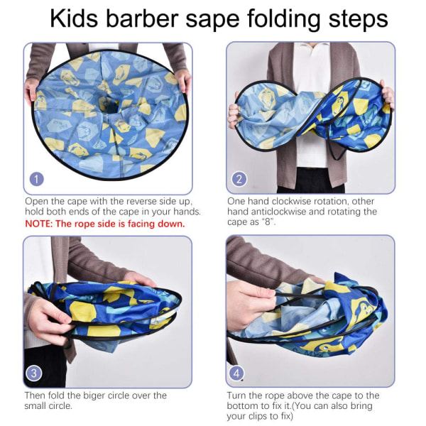 Kids Haircut Cape Sammenleggbar Haircut Cape egnet for hjemmet eller