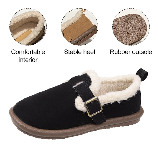 Dames Plys Sko Efterår og Vinter Mode Blød Bund Slip-On Fleeceforet Varme Bomuldsfyldte Sko Plus Størrelse Boken Sko