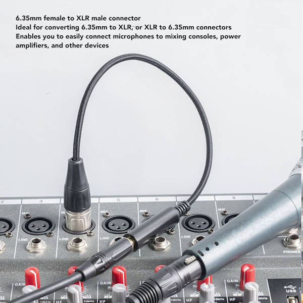 6,35 mm 1/4 tommer hun til XLR han adapterkabel 3-polet han til 6,35 mm sokkel mikrofon lydkabel