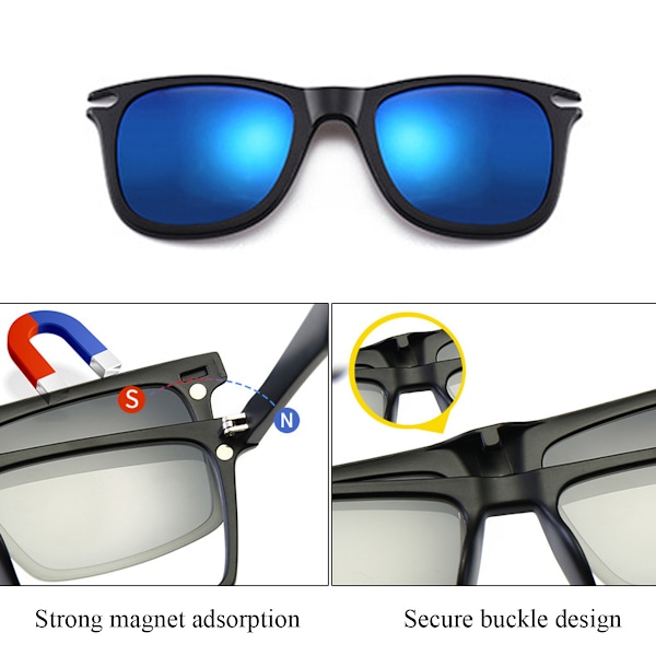 Polaroidit Aurinkolasit 5-in-1 Clip-On Ratsastuslasit Värikkäät Aurinkolasit Miesten ja Naisten Myopia-kehykset