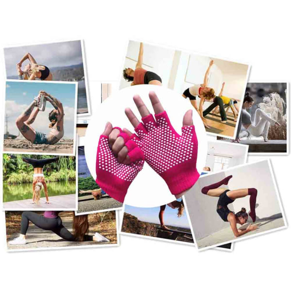 Fingerlös träning, halkfria yogapilateshandskar med silikon