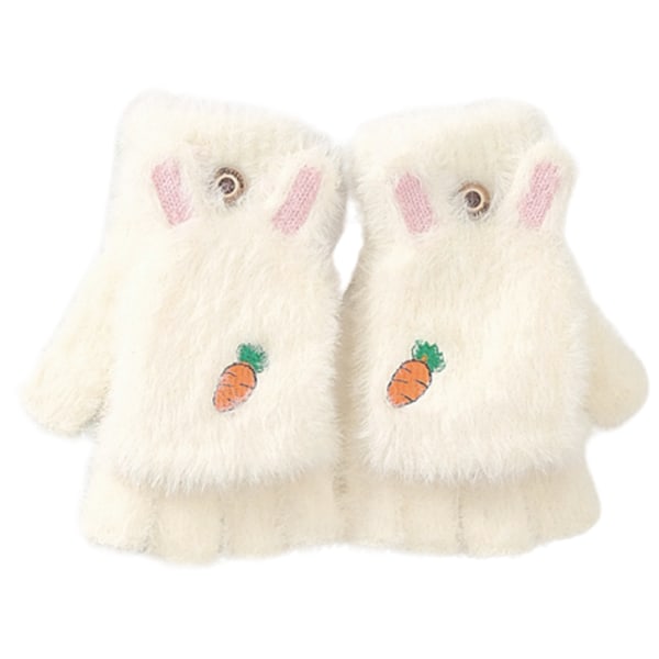 Paksutetut Thermal Flap Gloves Half Finger Gloves Cute Rabbit