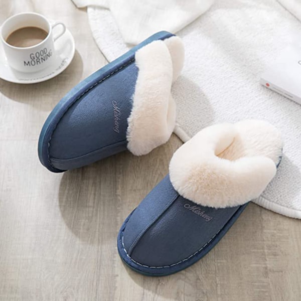 Kvinners tøfler, fluffy myke varme slip on tøfler